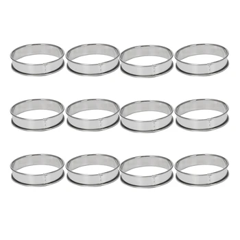 4 инчови мъфини пръстени Crumpet пръстени, комплект от 30 неръждаема стомана кифла пръстени форми двойно валцувани тарт пръстени кръг тарт пръстен