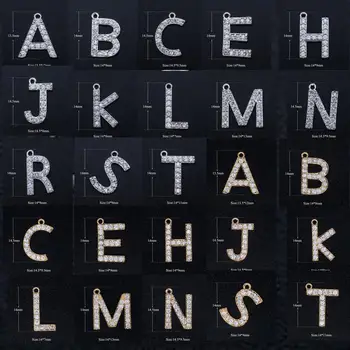 15pc Моден блинг 26 букви Азбука от сплав Висулка за колие ABC Words tag Талисмани за бижута DIY аксесоари