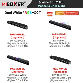 Miboxer (Zigbee 3.0 + 2.4G) 6W 12W 10W 20W CCT Dual White / RGBCCT LED таванна лампа Tuya 48V магнитна решетка светлина RF дистанционно управление
