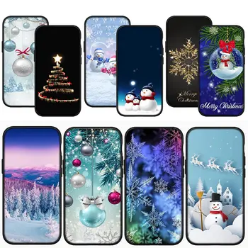 Весела Коледа снежинка снежинка снежен човек телефон корпус за iPhone 14 13 12 Mini 11 Pro X XR XS Max 6 7 8 6S Plus + SE капак