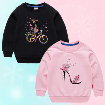 Сладко цвете висок ток момичета качулка пуловер 2023 нова есен пролет бебе върховете деца хлабав суитчър