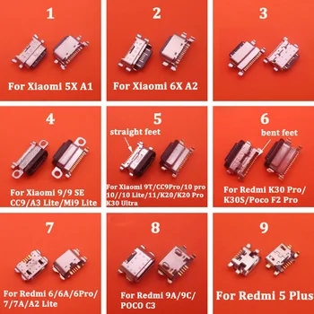 50pcs USB конектор за зареждане за Xiaomi 9 10 11 9T 5X 6X A1 A2 A3 Lite X2 Redmi 6A 9A K30S K30 K40 Забележка 7 8 9S Pro зарядно порт