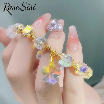 Rose sisi корейски стил празника нов ултра-Flash Crystal гривна за жени женствена гривна пеперуда благословия чанта висулка