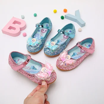 Disney Frozen Elsa Princess Designer Crystal Casual Flat Shoes Kids Girls Bling Round Toe Бебешки обувки Детски апартаменти Маратонки
