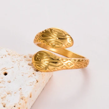 Пънк змия форма пръст пръстен за мъже жени неръждаема стомана злато цвят хип-хоп мода бижута унисекс аксесоари