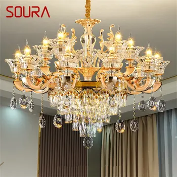 SOURA Съвременни полилеи лампа злато луксозен LED кристал свещ висулка осветителни тела за дома хол спалня