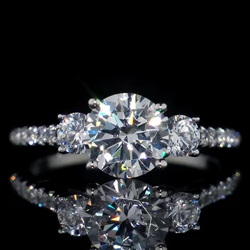 Нов 925 стерлингов сребърен пръстен, инкрустиран с цирконов кристален пръстен, подходящ за женски чар бижута сватбен подарък