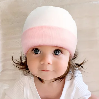 Бебешка шапка Есен Зима 2023 Ново бебе Малко дете момчета момичета капачка Детски 28 цвят съвпадение пуловер шапка новородено защитни капачки
