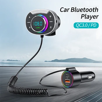 New T86 Car Bluetooth-съвместим 5.0 FM предавател MP3 музикален плейър PD 30W QC3.0 бързо зарядно безжичен аудио приемник за свободни ръце