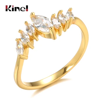 Kinel фини бижута 18K истинско злато булката сватбен пръстен естествен циркон пръст пръстени за жени годежно парти кристал бижута