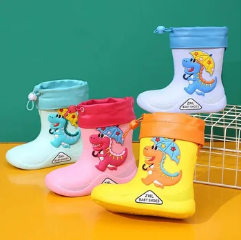Нов стил сменяеми плюшени четири сезона дъжд ботуши малко дете водоустойчиви детски обувки Ева леки топли детски обувки за вода