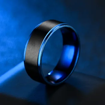 8mm Класически син черен мъжки пръстени годишнина годеж сватбени аксесоари Луксозни дизайнерски бижута за мъже Подаръци за рожден ден