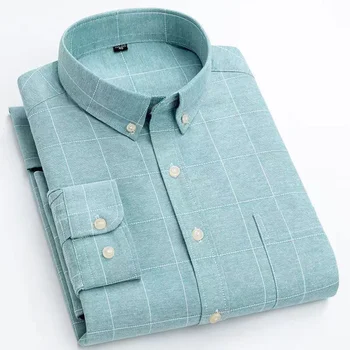 2023 Мъжко облекло Пролет Лято Есен Тънка мода Бизнес Случайни Официален кариран бутон Удобни ризи с яка