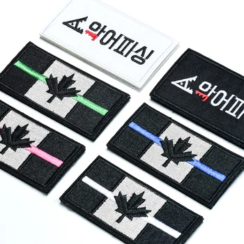 Канадско знаме лента бродирани кръпка кука & линия кленов лист бродерия значка ивици тактически военна емблема
