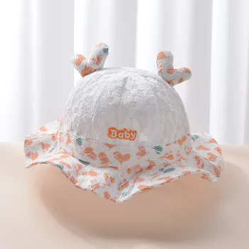 Сладка бебешка шапка детска шапка лятна мрежа дишаща капачка цвете печат кофа шапка басейн рибар сенник шапка главата износване
