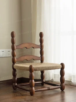 Xl облегалка въже тъкани детски масивна дървесина малък стол ръчно изработени ретро дървени мебели Централна равнини дърво