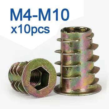 10pcs / партида шестнадесетичен диск главата шестнадесетичен гайка хардуер цинкова сплав M4 M5 M6 M8 M10 мебели гайка фланец вътрешна резба трайни