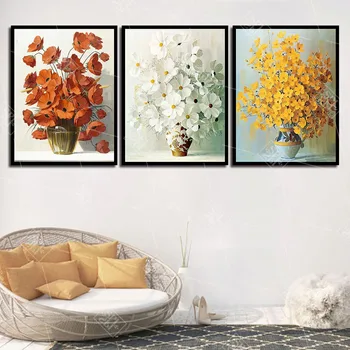 Акварел декорация живопис скандинавски стил маргаритка цвете плакати и отпечатъци стена A4 изкуство платно картина за кухня стая без рамка