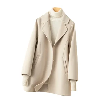 Висококачествено 100% вълнено палто за дамски палта & якета зимни дрехи Двойно кадифено зимно палто елегантен размер S M -XL