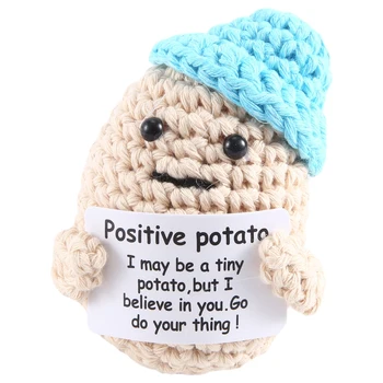 Светещи сладки картофени плюшени положителни подаръци Смешно плетене картофена кукла с положителна карта за рожден ден и декорация трайни