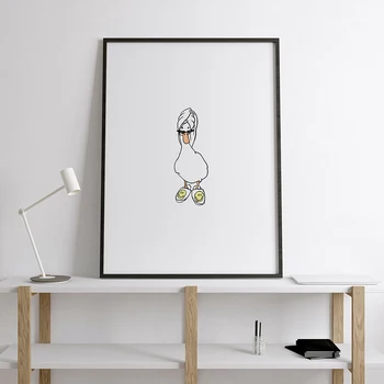 Bath Animal Duck Cute Line Wall Art Canvas Painting Funny Bathroom Rules Sign Posters and Prints Pictures Bathroom Home Decor