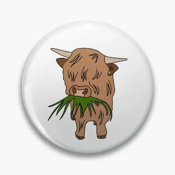 Сладка крава яде трева мек бутон щифт бижута шапка жени подарък мода значка дрехи яка метален ревер щифт смешно сладък карикатура