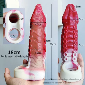 реалистичен октопод пениса ръкав мека силиконова секс играчка за двойки пишка покритие bdsm игра 18 см използваем фентъзи животински петел удължител
