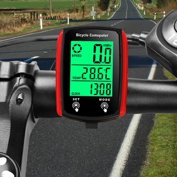 Водоустойчив велосипед кабелен цифров скоростомер Английски LCD Колоездене скорост брояч код таблица километраж аксесоари за велосипеди