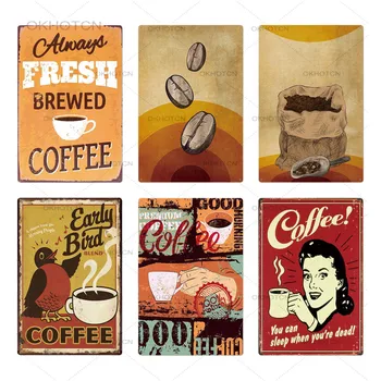 Карикатура кафе метален знак реколта калай плакети метални реколта декорации за дома кухня кафе бар кафе ретро желязо живопис