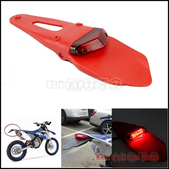 Офроуд мотоциклет заден калник w / заден червен LED стоп лампа за спирачни спирачки Универсална за Honda CRF XR 125 150 230 250 300 450