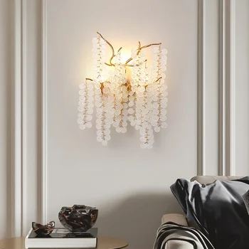 Всекидневна стена лампа светлина луксозна златна стена свещ алуминиева телевизия фон стена светлини европейска светлина кристал декор LED