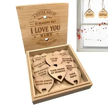 Дървена кутия за спомен 10 причини сърце висулки дърво спомен кутия сърце изрезки орнаменти висящи романтични валентинки подаръци за