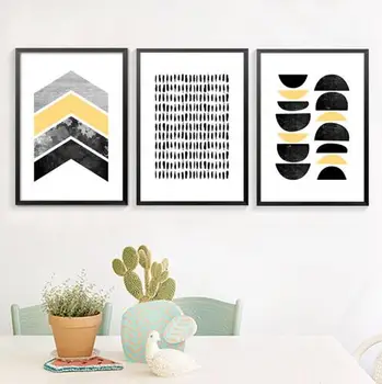 3 парчета без рамка геометрични фигури върху платно модулна картина реколта плакати отпечатъци на стената за хола домашен декор