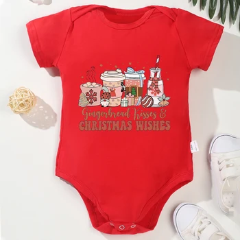Коледни естетически дрехи за момче и момиче памучен гащеризон красив Feativel Vibe новородено бебешко боди зимен дом Коледа Onesie