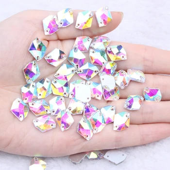 Гореща продажба Шийте на специални стъклени перли Плосък кристал кристал AB за DIY облекло Мода сватбена рокля