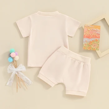 Baby Girl Short Sets Summer Mama s Bestie T-Shirt Tops Плътен цвят шорти 2Pcs дрехи Outfit