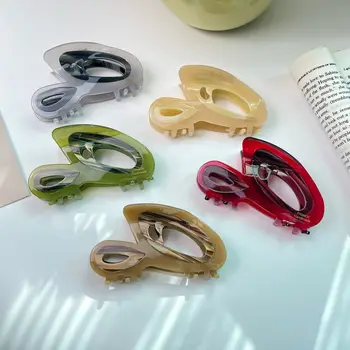 Нов творчески ретро дизайн 9 см писма щипка нокът висококачествен цветен ацетат акула клип аксесоари за коса за жени момичета
