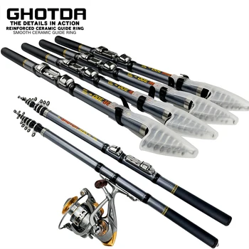 GHOTDA Едно парче риболовен прът телескопичен прът Професионално риболовно оборудване