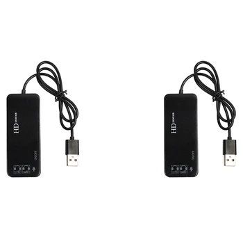2X 3 порт USB 2.0 хъб външен 7.1Ch звукова карта слушалки микрофон адаптер за компютър черен