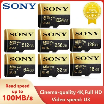 SONY Micro SD карта Високоскоростна карта с памет Оригинална 128GB 64GB 256GB 512GB 1TB MicroSD флаш карта за мобилен телефон камера маса PC