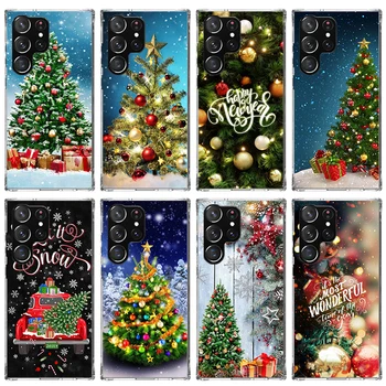Весела коледна елха сняг телефон случай за Samsung Galaxy S23 Ultra S22 + S21 плюс S20 FE капак S10E S10 S9 S8 S7 силиконов печат S